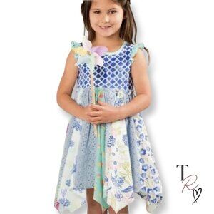 Matilda Jane Seahorse Cutie Patchwork Trapeze Beachy Twirl Dress Size 4 or 4T